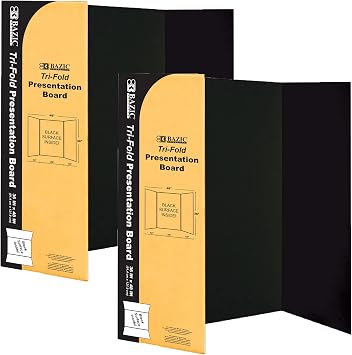 BAZIC Products Black Tri-Fold Poster Board, 36 x 48 in, 2-Pack