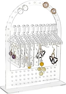 منظم إكسسوارات أكريليك شفاف مع شماعات صغيرة لعرض وحفظ الأقراط والمجوهرات (شكل (1))