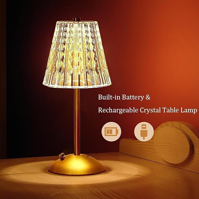 BWHSHK Gold USB Rechargeable Table Lamp for Bedroom,Portable Led Desk Lamp,3-Level Brightness Night Lamp TD008 photo 2