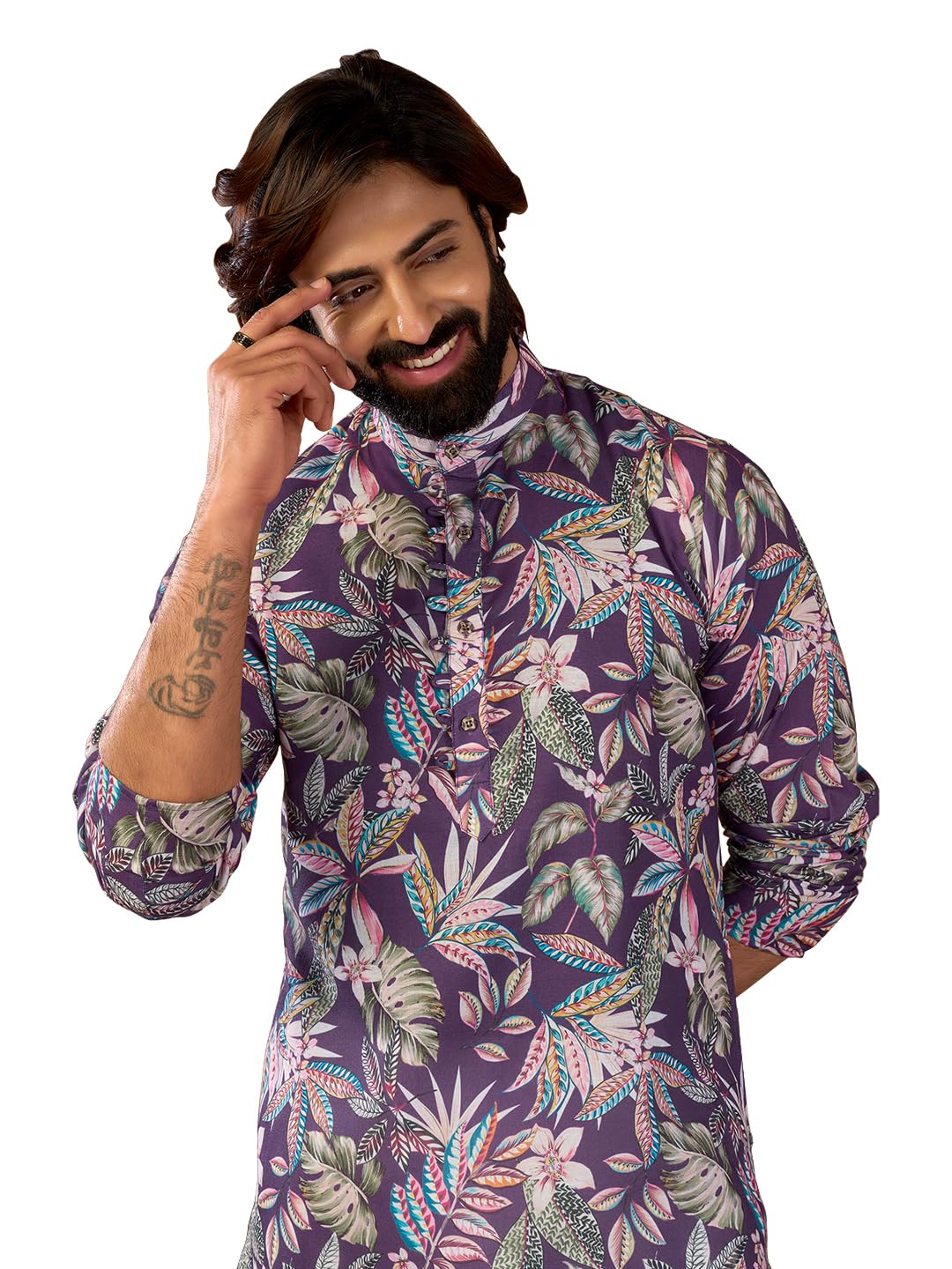 INDIROOP Classic Pink All Over Print Kurta for Mens - Review, Price and Buying Guide