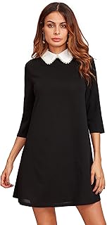 Floerns Women's Doll Collar Long Sleeve Short Tunic Dress