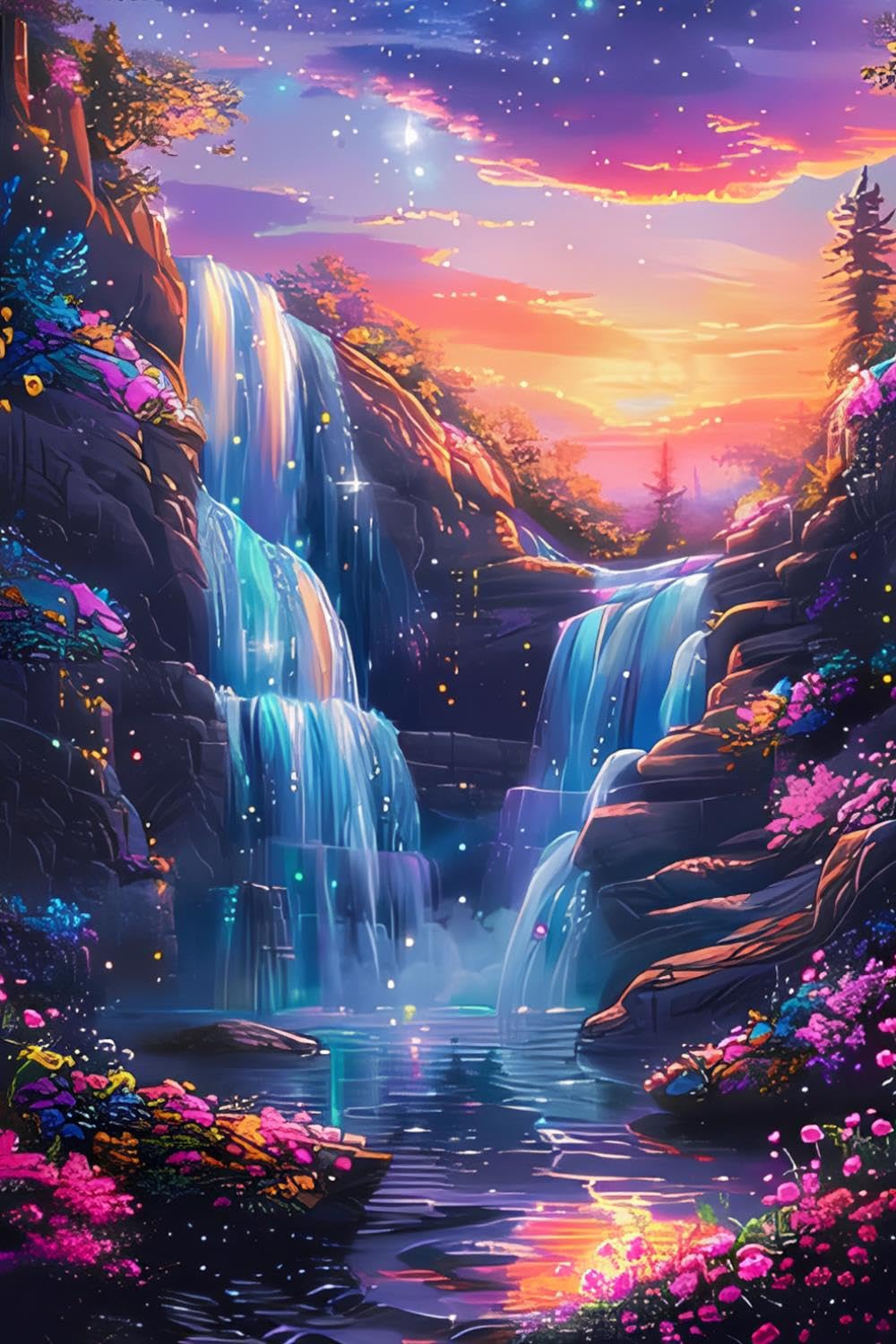 Amazon.com: SOIOEOR 5D Waterfalls in The Valley of Flowers Diamond