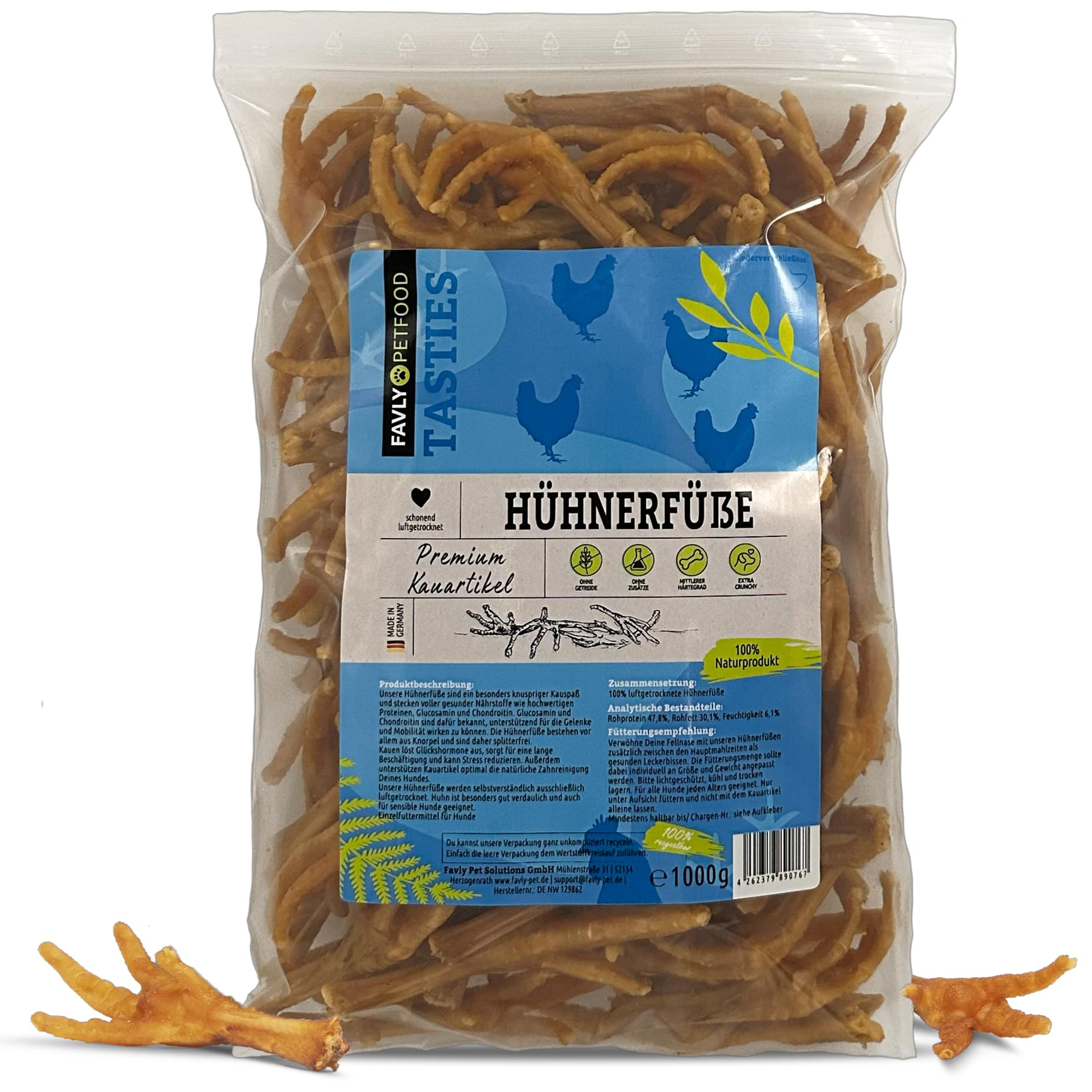Warnick's Getrocknete Hühnerfüße Für Hunde - Natürlicher Snack 2x1kg