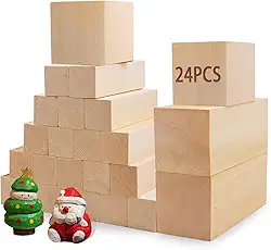 Blocos de entalhe de tília para artesanato, Cymuber 24 peças kit de blocos de madeira com 3 tamanhos, blocos de entalhe em madeira, kit de artesanato para crianças e adultos