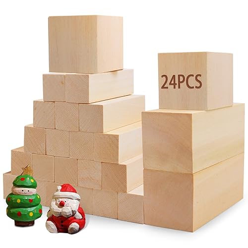 Basswood Carving Blocks for Crafts,Cymuber 24 PCS Whittling Wooden Blockss