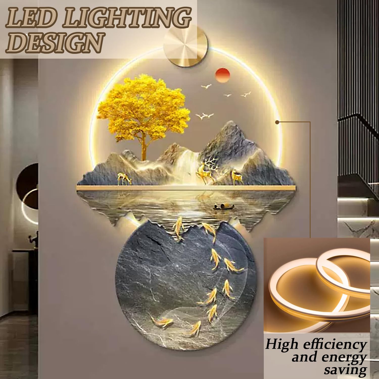 LEDライト付きアート壁掛け風景画 LEDライト付きアート壁掛け風景画