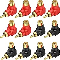 Vista 8 de Adaptador RCA macho a hembra de ángulo recto, paquete de 4, conector RCA M/F de 90 grados, codo chapado en oro (2 negros + 2 rojos)
