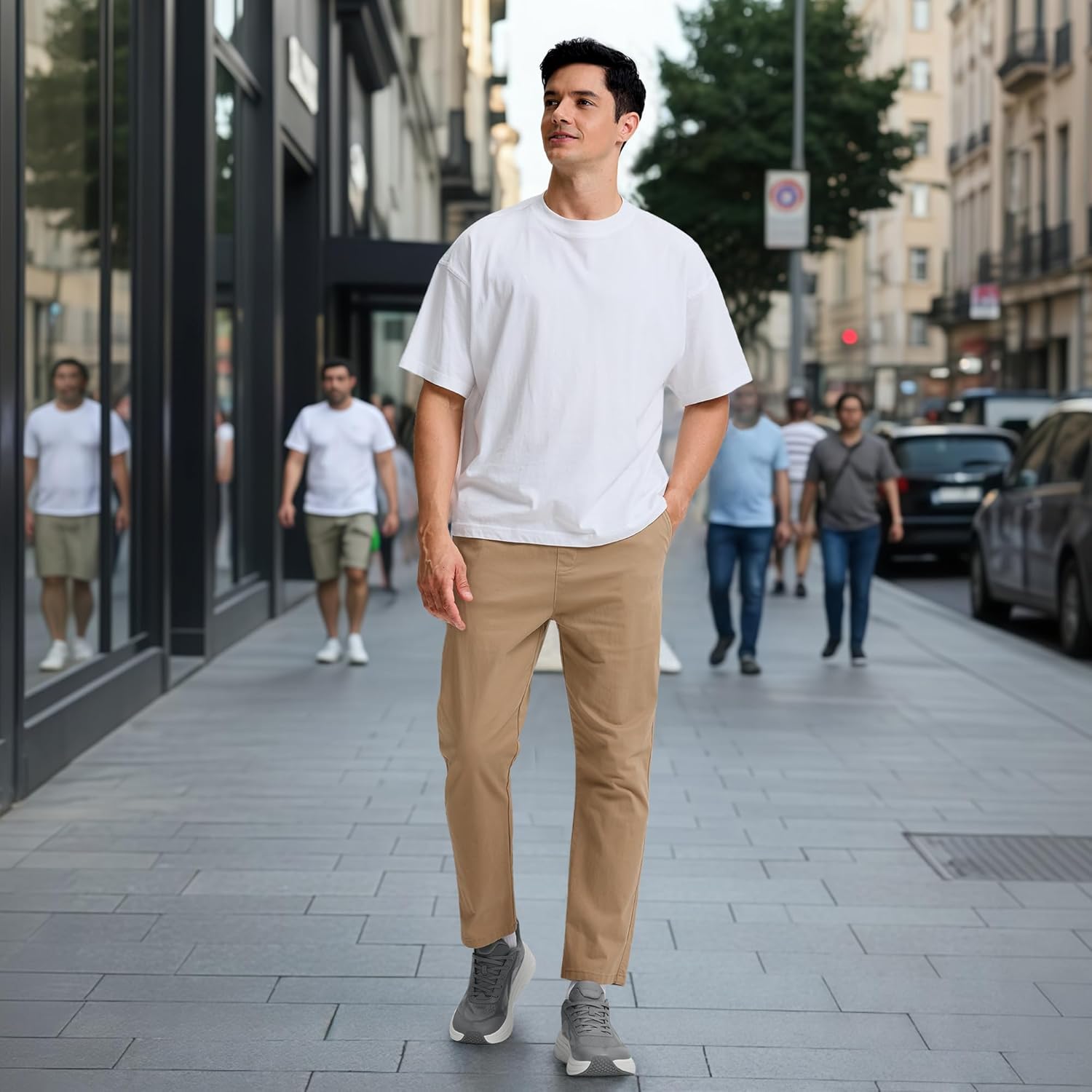 Men's Foot Shape Toe Box Running Shoes Comfortable Slip on Walking Shoes for Men Cushioned Athletic Tennis Shoes Men with Rubber Outsole - Image 2