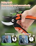 8Inch Pruning Shears for Gardening,Professional Japanese SK5 Steel Blades Garden Shears with Teflon Coating,Adjustable Cutting Range 25mm, Safety Lock,Pruner for Branches, Flowers & Bonsai