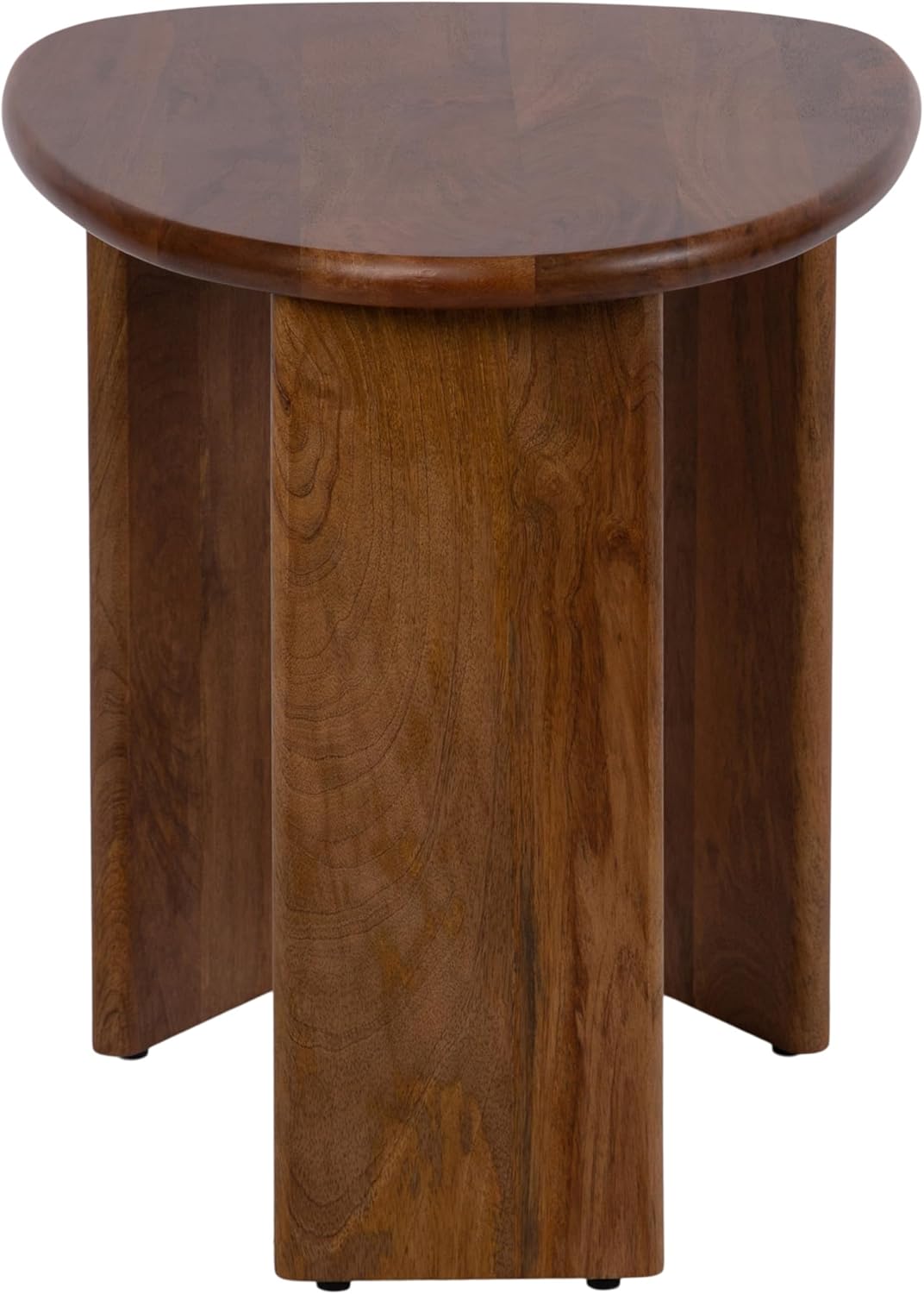 Kate and Laurel Tortola Modern Irregular Round Side Table; 22 x 18 x 20; Walnut Brown; Transitional Pebble End Table for Use as Bedroom Nightstand or Living Room Accent Table