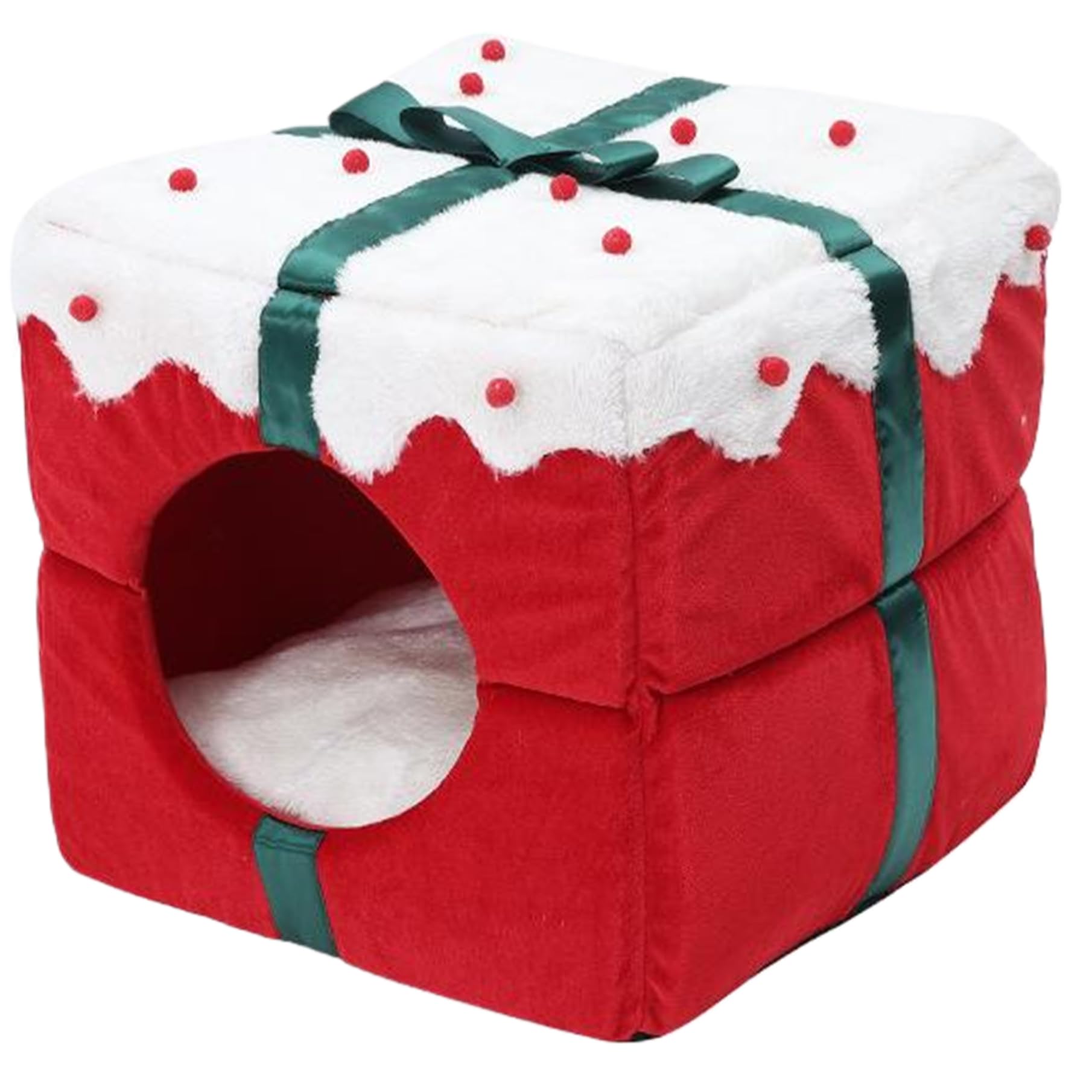 Cachette en peluche chaude de Noël 14 x 14 cm contre le froid des petits animaux