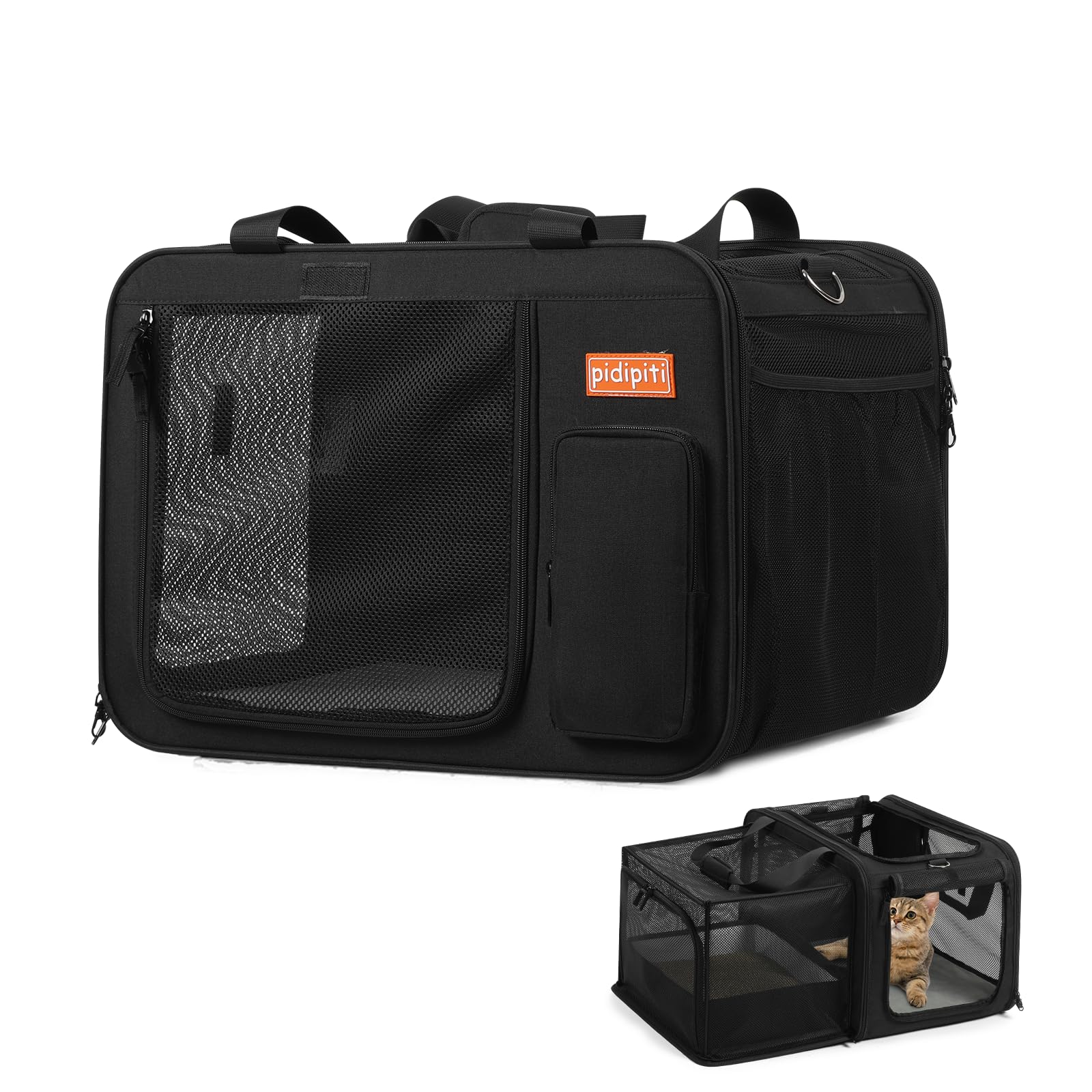pidipiti 20x14x14 Soft-Sided Expandable Large Cat Car Travel Carrier