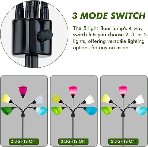 Miniatura 3 de Medusa - Lámpara de pie de decoración moderna, con cuello de cisne ajustable con múltiples cabezales, lámparas de luz brillante para leer, lámparas