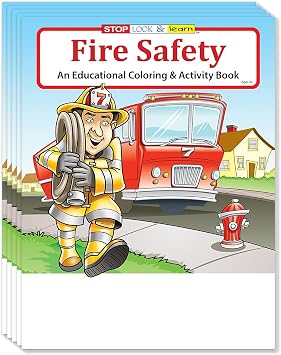 ZOCO Fire Safety for Kids Firefighter Coloring Books 25 Bulk Pack, Without Crayons Fire Prevention Week Items Birthday Party Favors & Activities