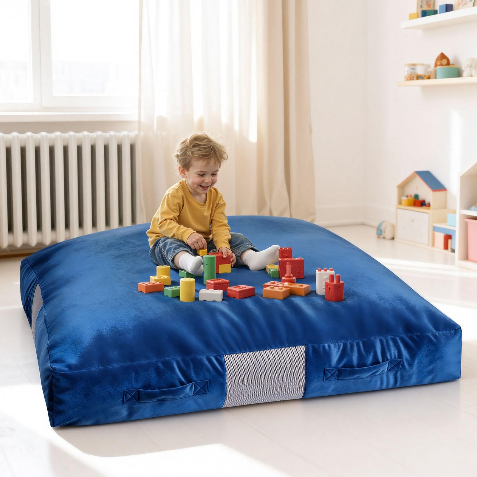 VEVOR Almohadilla de choque para niños, almohadilla sensorial con bloques de espuma y funda lavable, alfombrilla de almohada grande y suave, equipo sensorial de habitación para niños que saltan