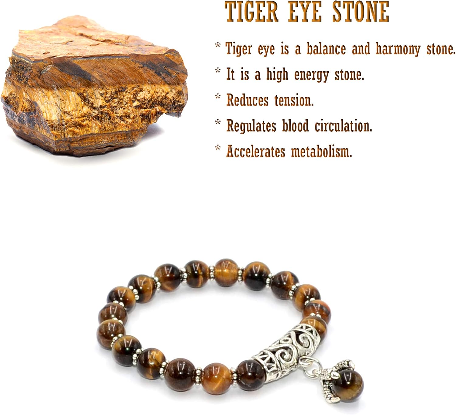 -Tiger Eye Natural Stone Bracelet Collection - (Ethnic Wallet Gift)