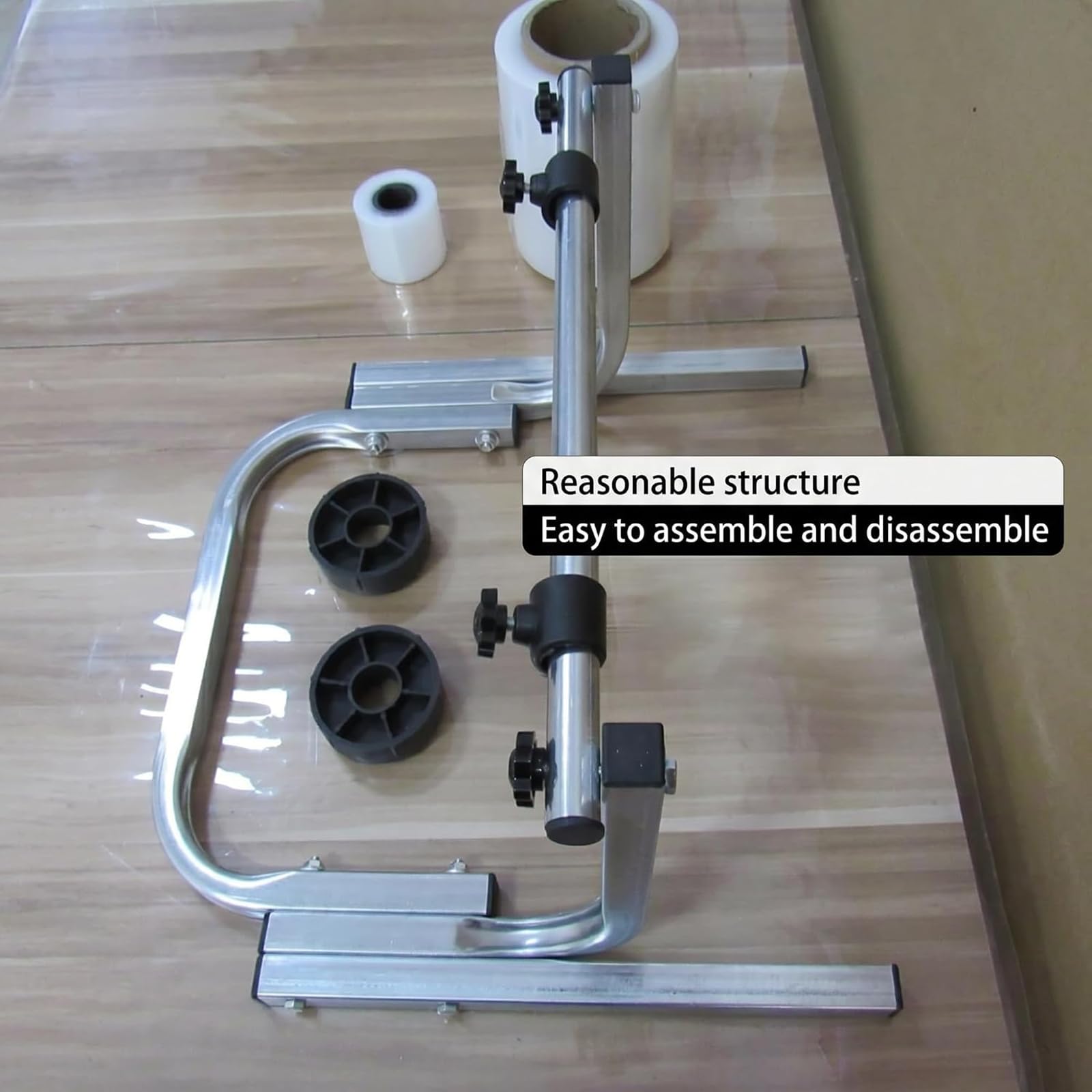 Halter Für Stretchfolie Und Schaumstoff, Vertikaler Rollenhalter Für Luftpolsterfolie Mit Klemmen Und Platte, Verstärkte Metallkonstruktion Und Einfacher Rollenwechsel, 15cm