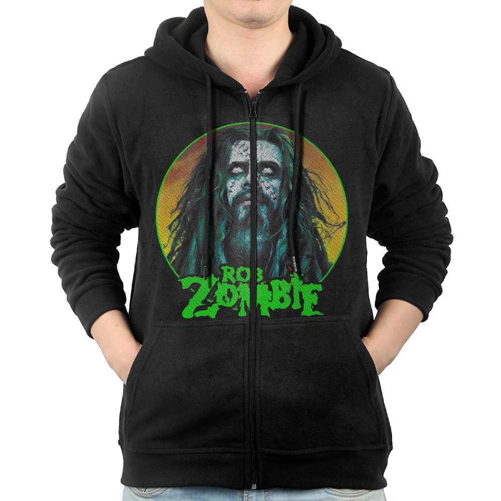 Men's Rob Musician Zombie Full Zip Hoodie Jackets Black Size XXL