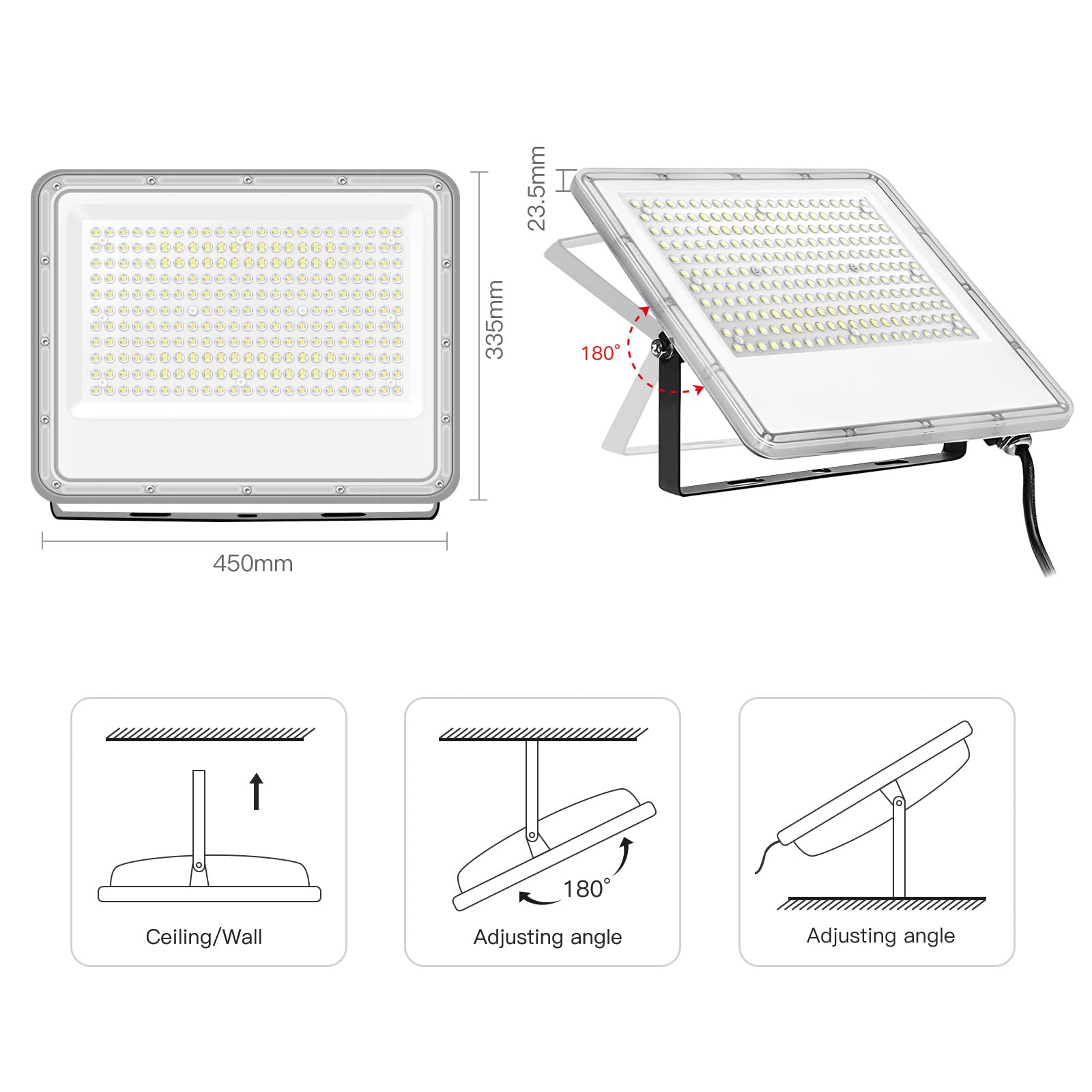 Tayire Faretto LED da Esterno 300W, 30000LM Super Illuminoso, 436 LED 6500K Faro di Sicurezza per Giardino, Corridoio, Casa, Illuminazione Interna ed Esterna