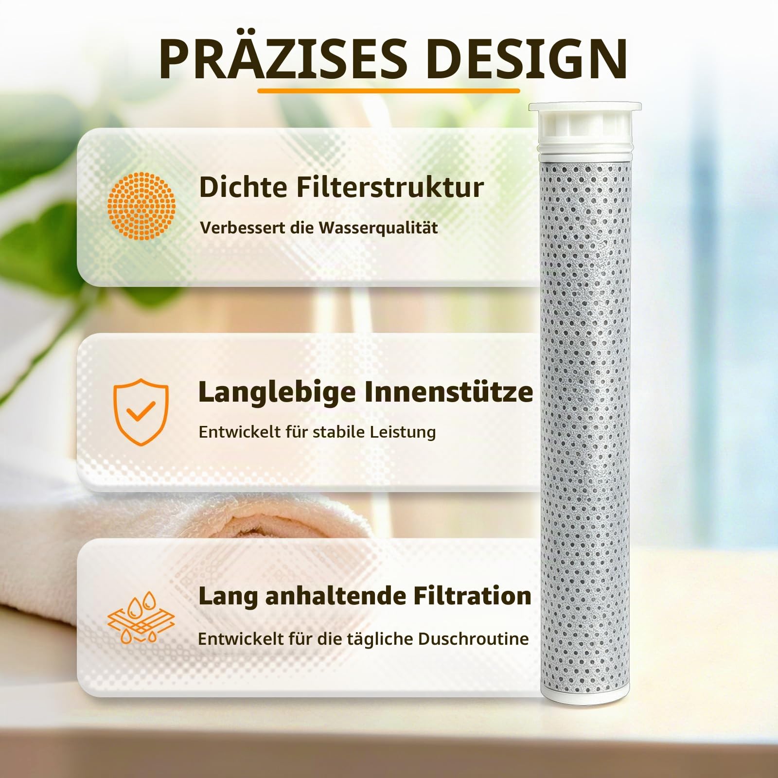 ASH138 Ersatzfilterkartusche, kompatibel mit Philips ASH1516CH Duschfilter, reduziert Chlor und Verunreinigungen, weiß (3 Stück)