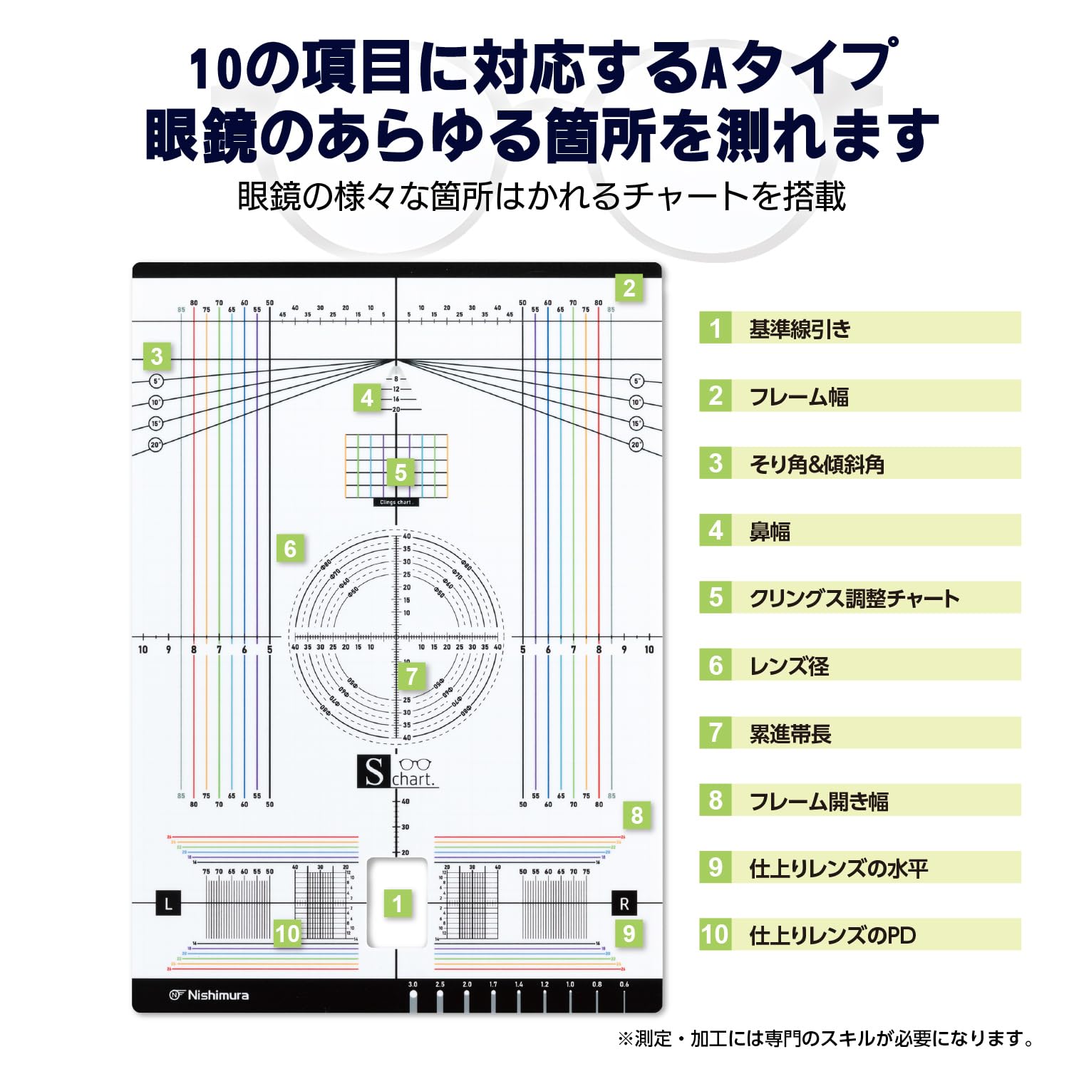 Amazon.co.jp: Sチャート(A4サイズ) 眼鏡加工・フィッティング用