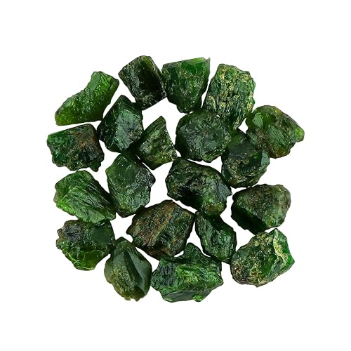 CRYSTALIS 20pcs Natural Chrome-Diopside Raw Crystals, Loose Gemstone Wholesale Bulk Rough Jewelry Making Supply, Chakra And Healing Stones, Wire Wrapping, DIY, Tumbling, Gem Collection