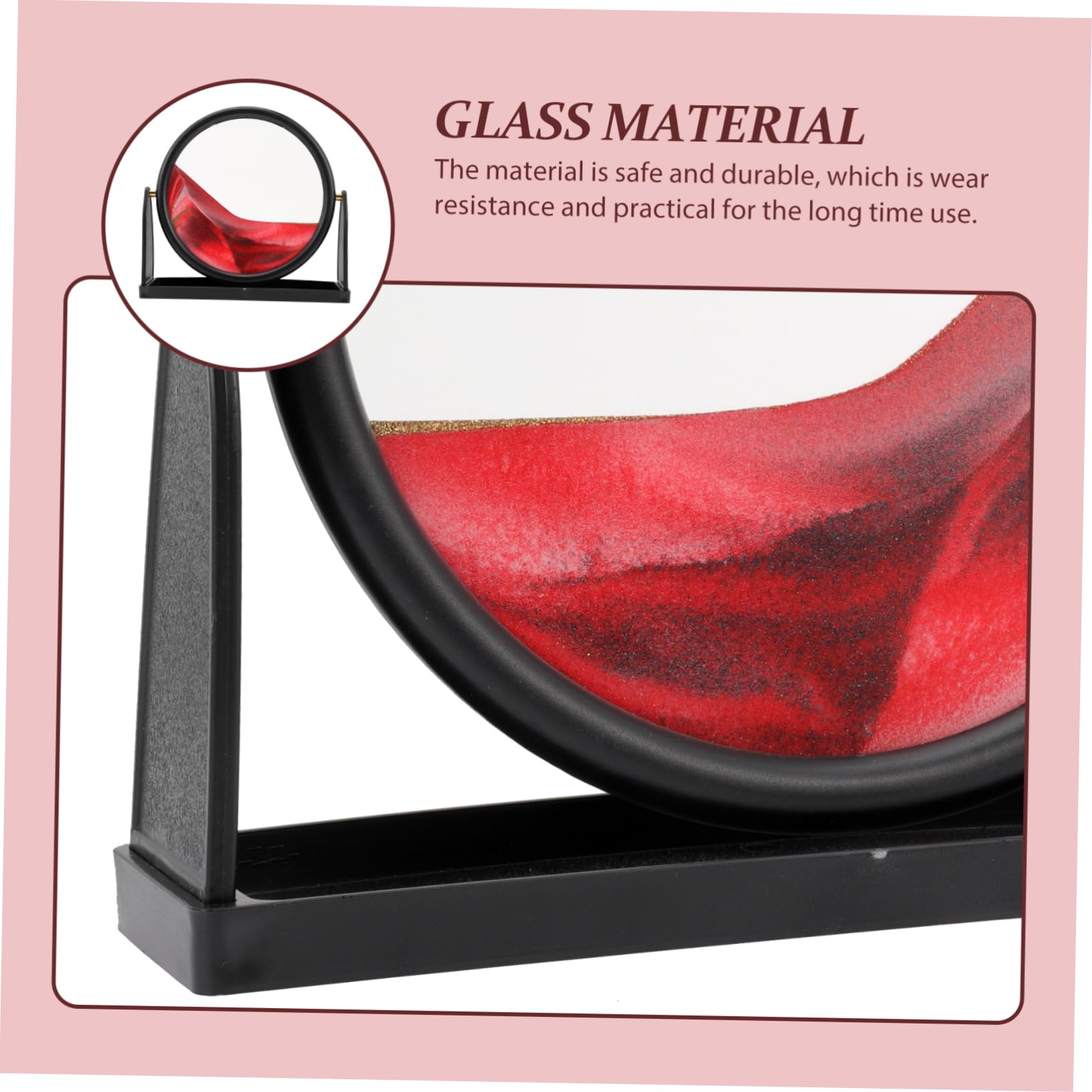 Ornement de Peinture sur Sable Mouvant 3d Rouge en Verre et Plastique