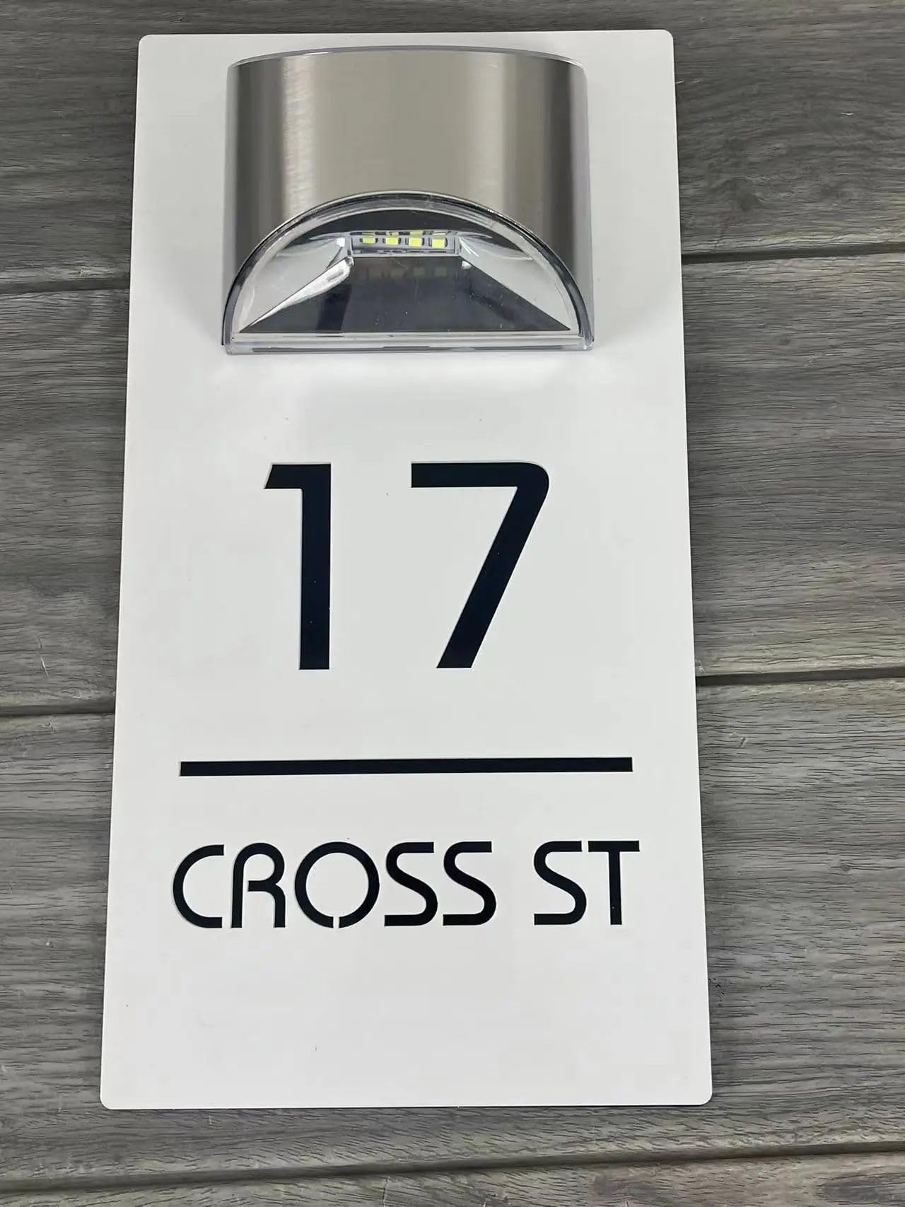 Placa de número de casa con luz solar, letrero LED personalizado para puerta, número de casa moderno para exteriores para visibilidad nocturna