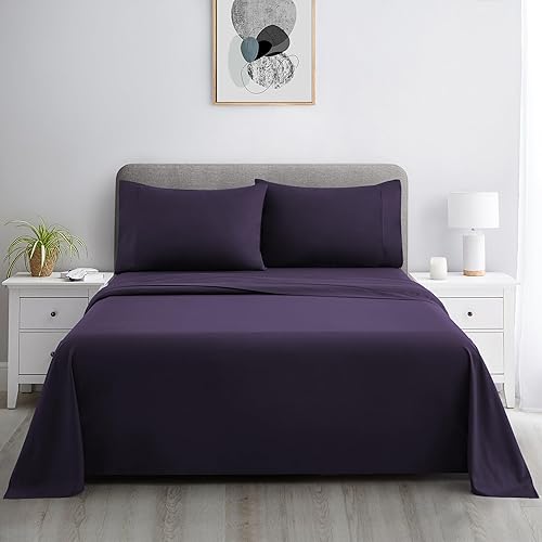 Miniatura 2 de Marina Decoration Juego de sábanas de 600 hilos de algodón percal de fibra larga ultra suave para todas las estaciones, juego de sábanas de 3 piezas