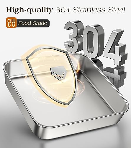 Miniatura 7 de Molde para hornear de 8 x 8 pulgadas con tapa, molde cuadrado de acero inoxidable 304, utensilios para hornear de grado comercial para pasteles,