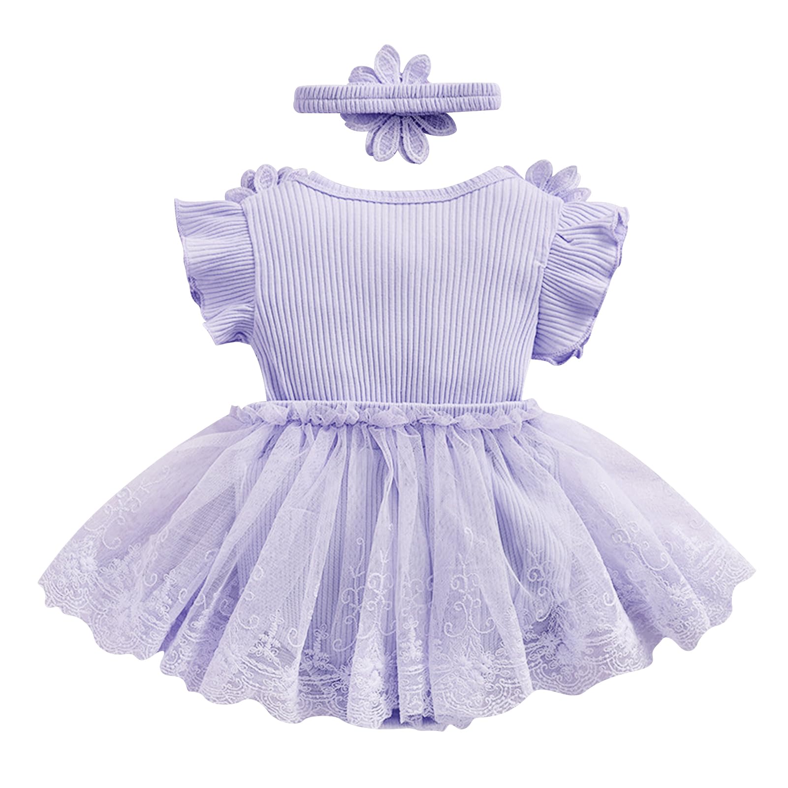 IMEKIS First Birthday Outfit Girl: Baby Princess Wedding Dress Fairy Onederful 1st Birthday Cake Smash Bubble Romper Boho Newborn Photography Infant Toddler Easter Dresses Summer Lilac 12-18 Months