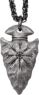 HAQUIL Viking Necklace for Men, Viking Helm of Awe Arrowhead Protection Talisman Pendant Necklace,