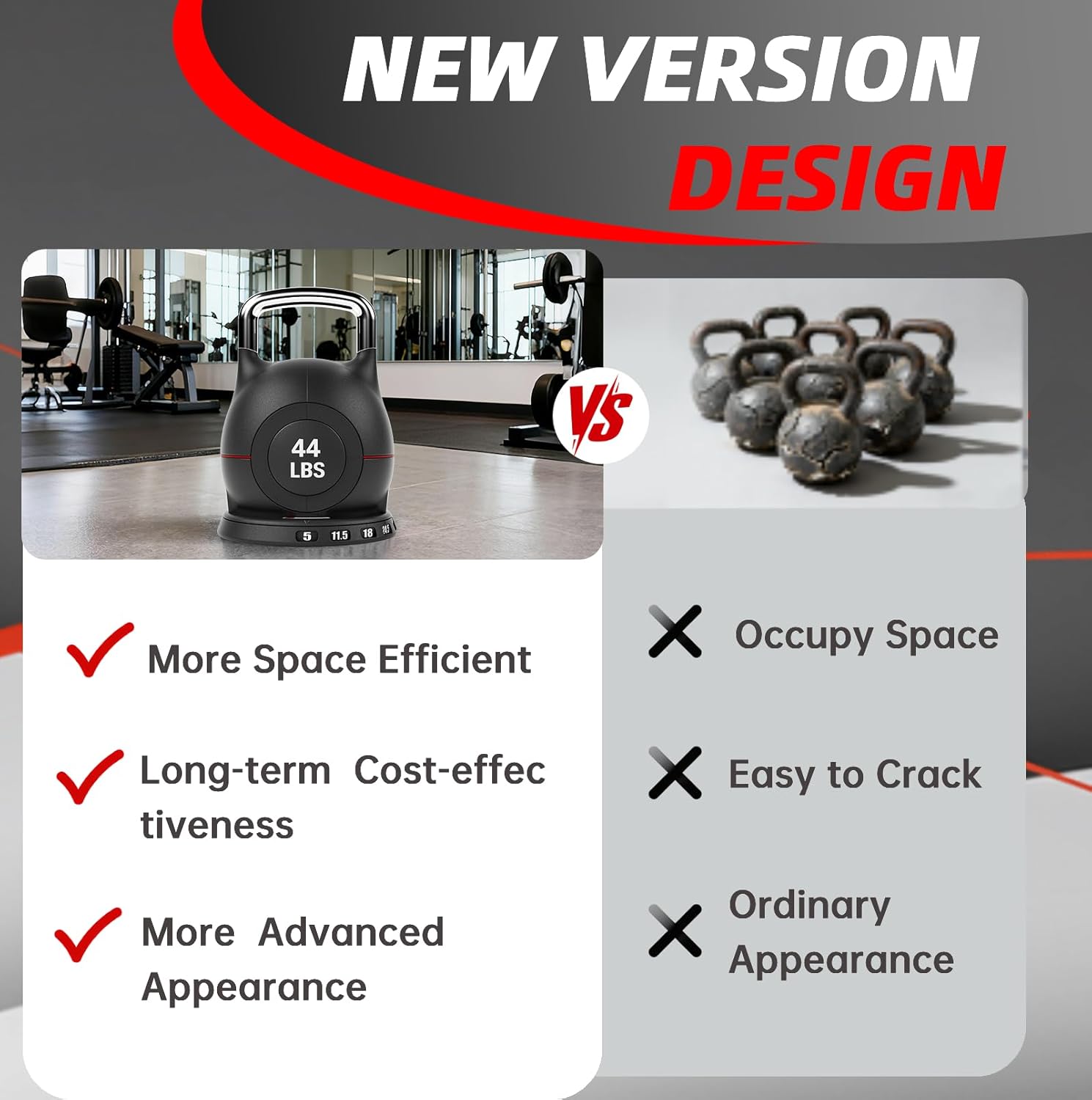 LIFERUN Adjustable Kettlebell Set - 7in1 Kettlebells, Choose 22.5 lb or 44 lb, Quick-Change Weight Dial & Safety Lock, Space-Saving Design, Full-Body Workout & Cross-Training
