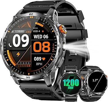 Military Smart Watch for Men, 1.7" HD Touchscreen, Bluetooth Calling,