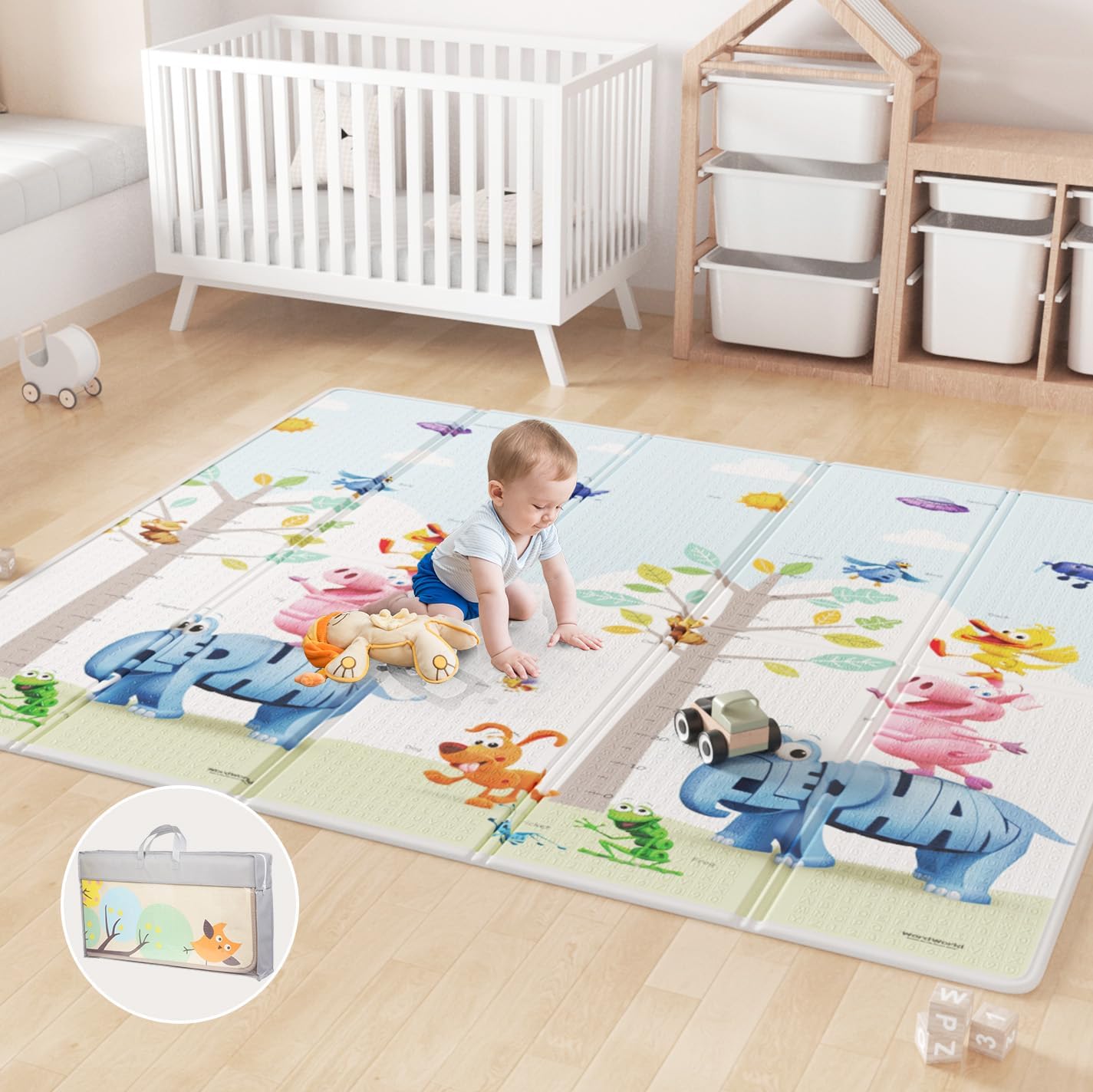 Advwin Foldable Baby Play Mat 180 * 200 * 1cm Extra Large Reversible Waterproof Activity