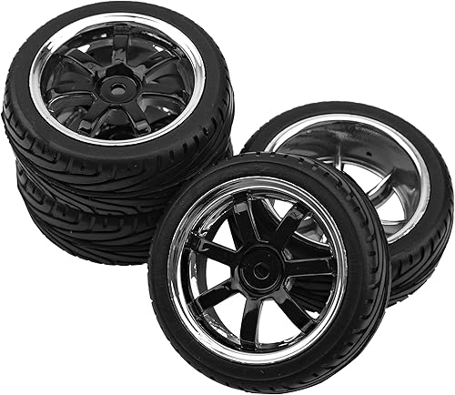 Miniatura 3 de HIRCQOO Juego de neumáticos de goma de 259 pulgadas y llantas de plástico hexagonales de 0472in compatible con Traxxas Kyosho HPI Tamiya Associated