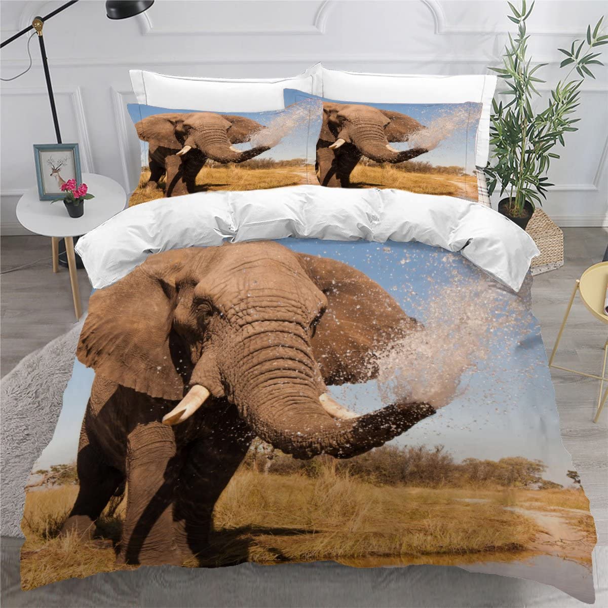 AcaimE Housse De Couette Zippée Tropical Tropicale Tropique Jungle Tropicale Forêt 240 X 260 Cm Parure De Lit 240 X 260 Polyester Livré Avec 2 Taies D'oreiller 65X65Cm Anti-Rides Sans Repassage