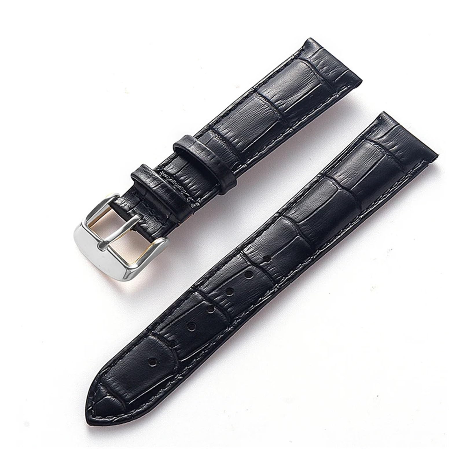 Bracelet cuir LUGEMA noir 20mm fermoir pliant anti usure montre