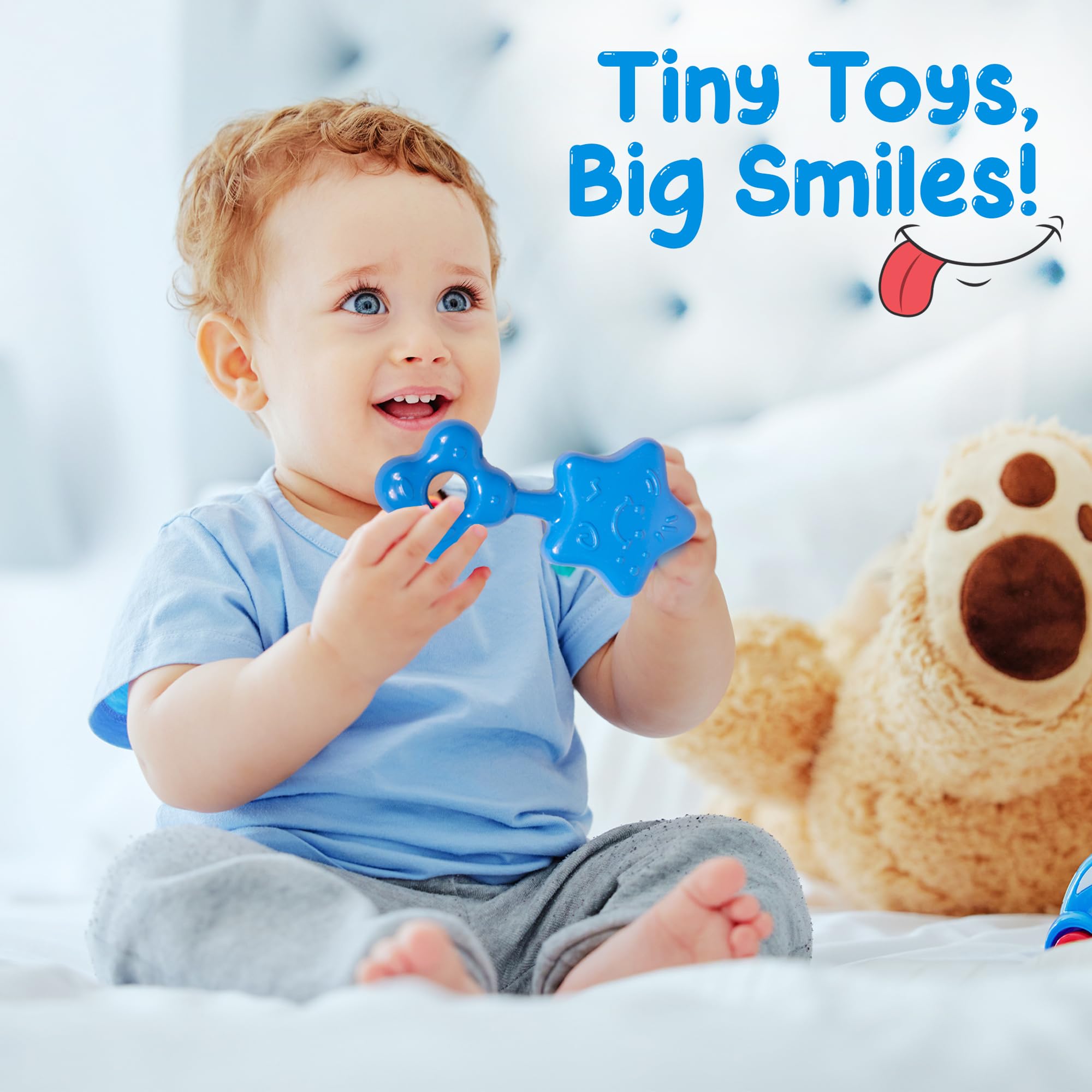 VIRTI MINI ME Set of 8 Colorful Non-Toxic Plastic Rattles & Teethers for Newborns, Infants, Babies & Kids – Safe & Attractive Toys for Early Development (Multicolor) 2