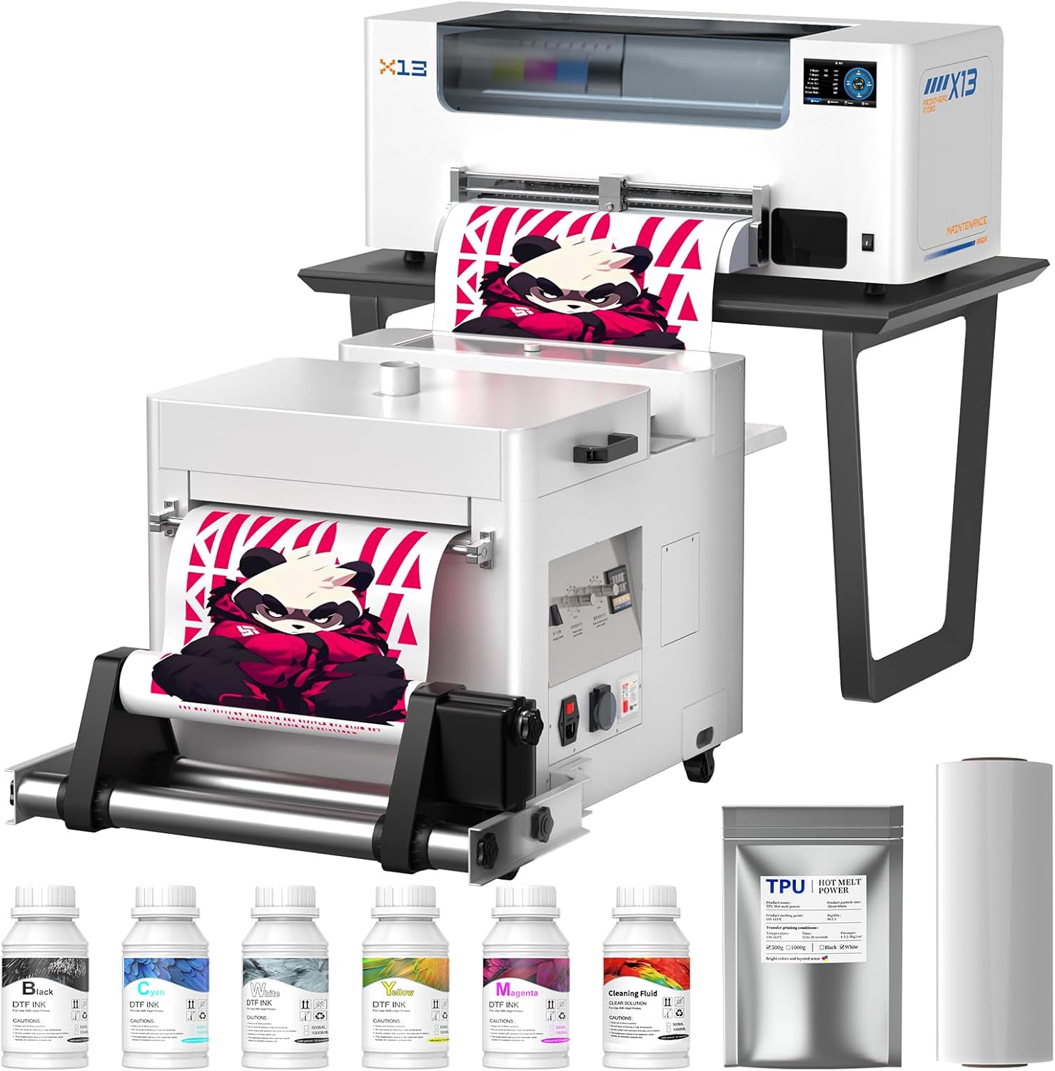 DSV A3+ Plus XP600 DTF Printer with Shaker&Dryer, Automatic Cleaning & White Circulation, 2X Speed Print Compared to L1800, 5” LED Multi-Function Touch Screen, One-Click to Print, 2-Year Free Ink