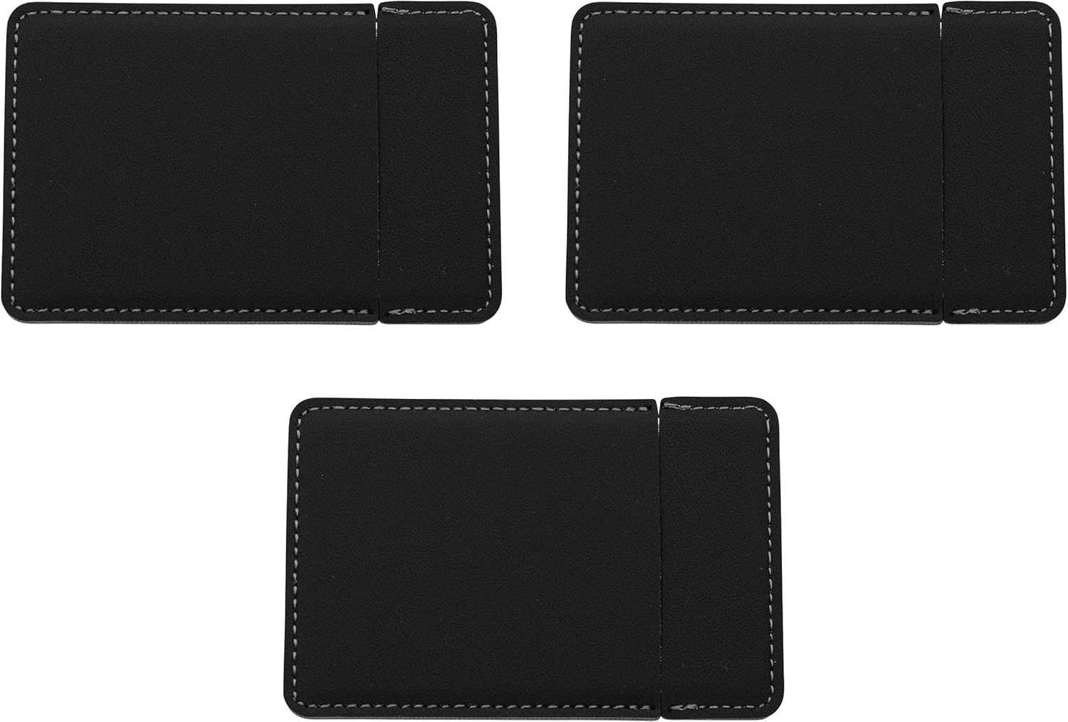 Stephanie Imports Set of 3 Ultra Slim Compact Shatterproof Stainless Steel Mirrors with Faux Leather Sleeve (Black)