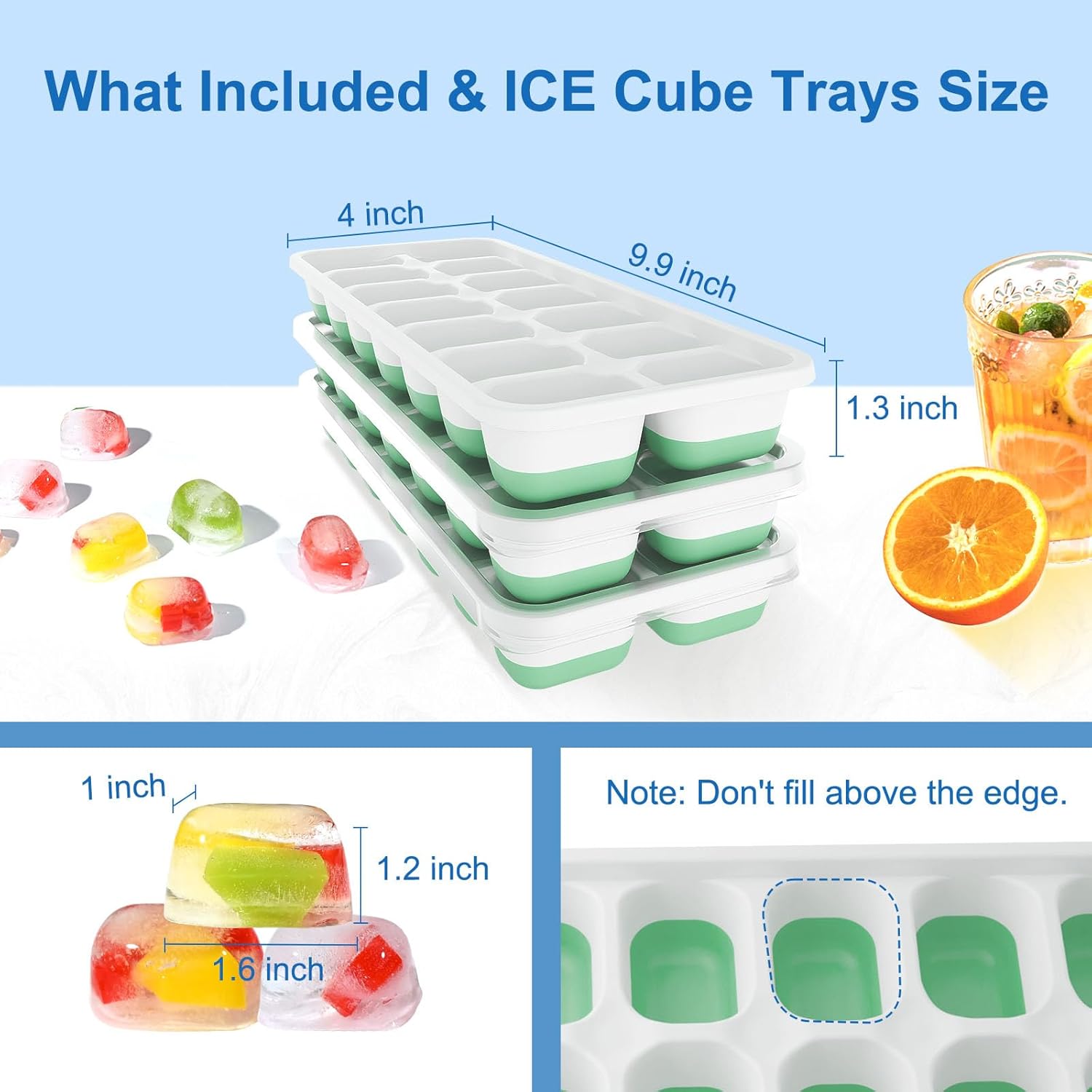 Weftnom Silicone Ice Molds: Product Dimensions and Features