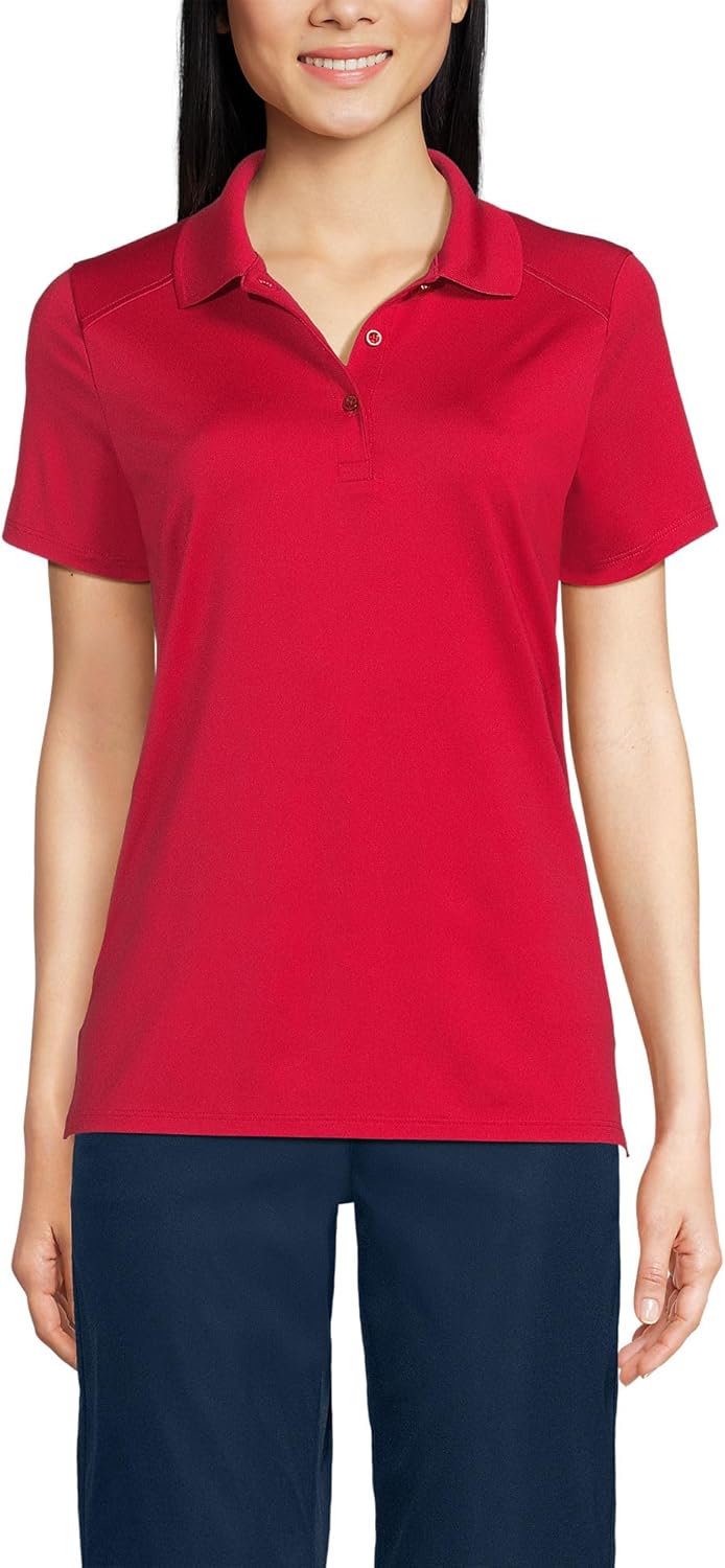 Lands' End School Uniform Women's Short Sleeve Feminine Fit Rapid Dry Polo Shirt