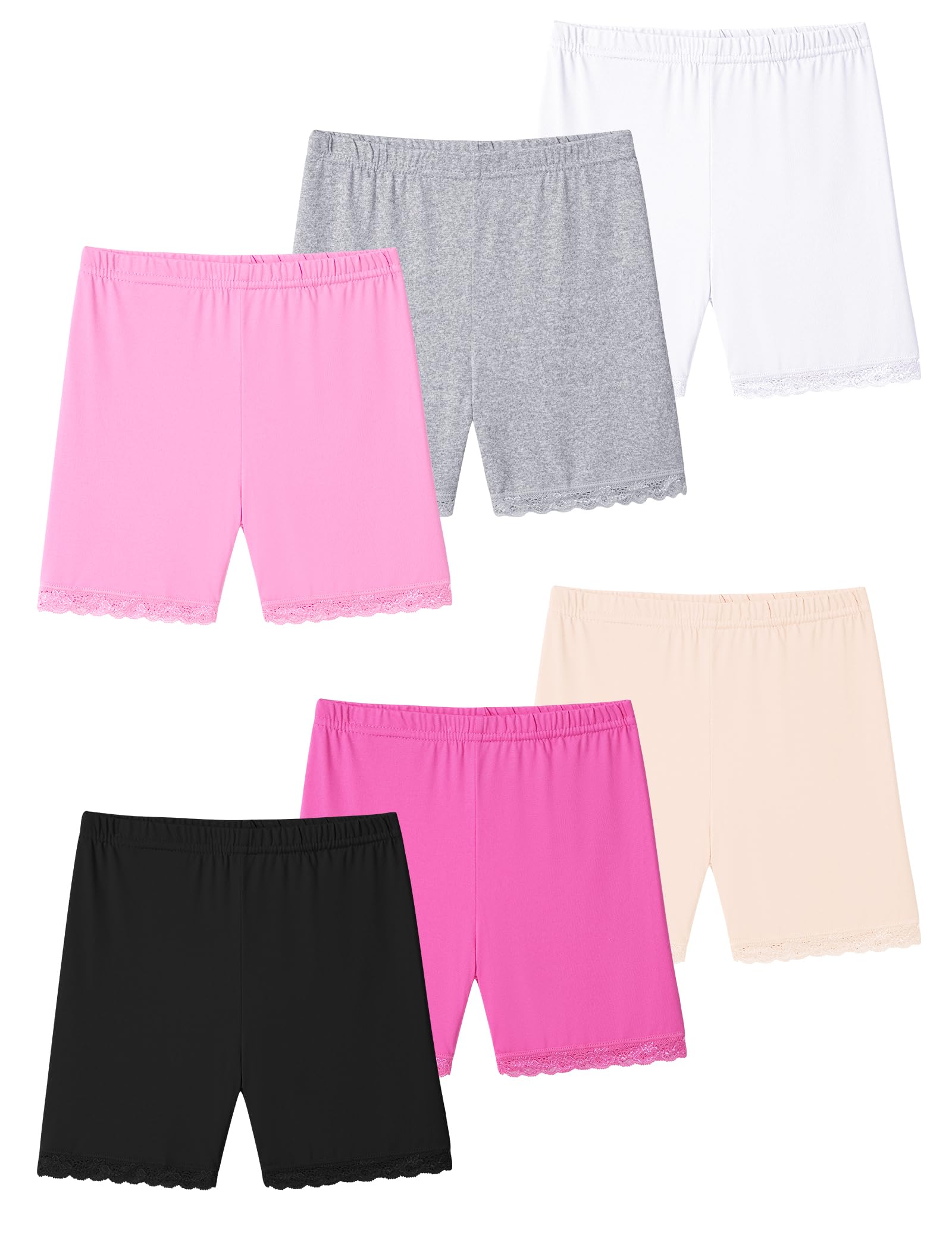 KEREDA Radlerhose Mädchen Kinder Kurze Hosen Shorts Leggings 6er-Pack | Sommer Sporthosen, Leichte Turnhose, Luftige Sommerhose, Geeignet Für Teenager, Passend 2-10 Jahre, Bequeme Hose