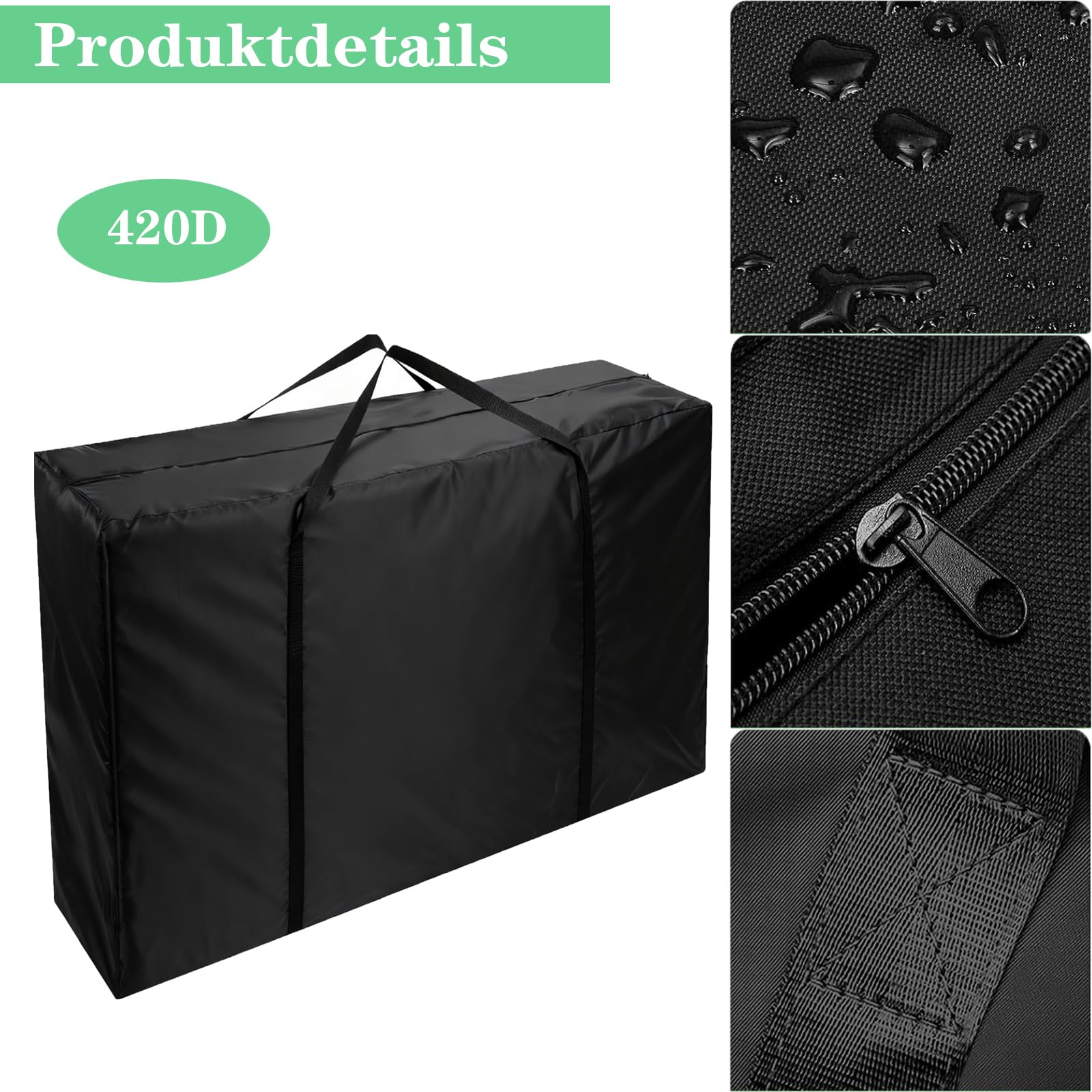 Sac de Rangement pour Coussin de Jardin,420D Oxford Tissu, Housses de Coussin d'Extérieur avec Poignée,Adaptée au Stockage de Poupées (173x76x51cm)