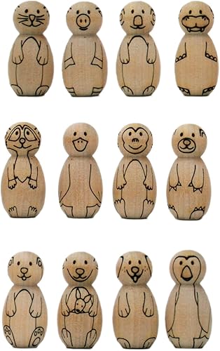 Miniatura 1 de Pegsies Animales en miniatura  Mini clavija de madera personajes gatogatito koala mapache conejoconejitocachorro, cerdo, hipopótamo, pato, oso,