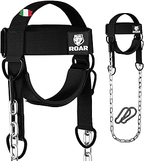 Roar® Imbracatura sollevamento pesi Allenatore per sollevamento pesi Cintura spessa Collo per sviluppo allenamento Cappello Resistenza Forza Costruttore muscolare Catena Esercizio Sollevamento
