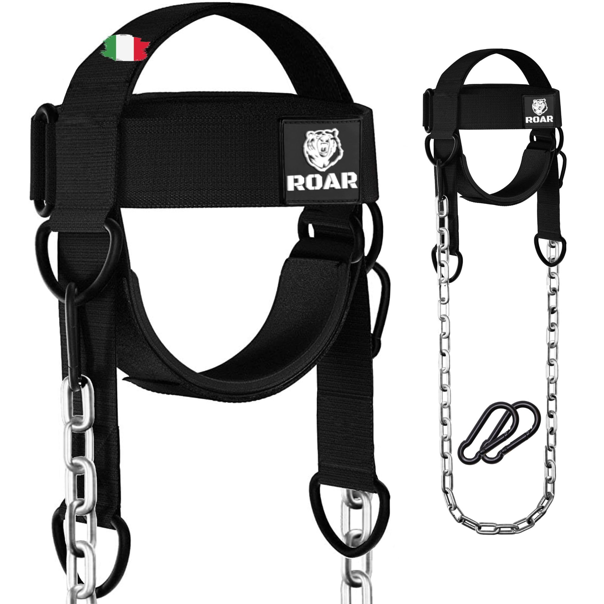 Roar® Imbracatura sollevamento pesi Allenatore per sollevamento pesi Cintura spessa Collo per sviluppo allenamento Cappello Resistenza Forza Costruttore muscolare Catena Esercizio Sollevamento