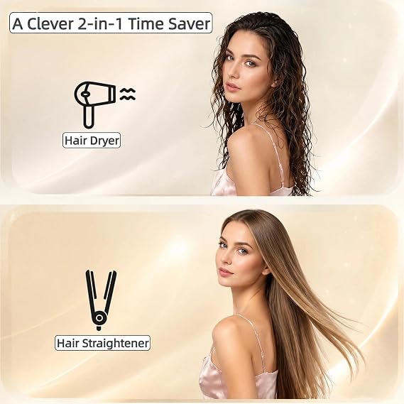 VAV Hair Straightener - 2 in 1 Wet to Dry Air Straightener with High Speed Airflow,Straightens Hair Using Air,3 Temps Flat Iron for Medium to Long Hair,No Heat Damage