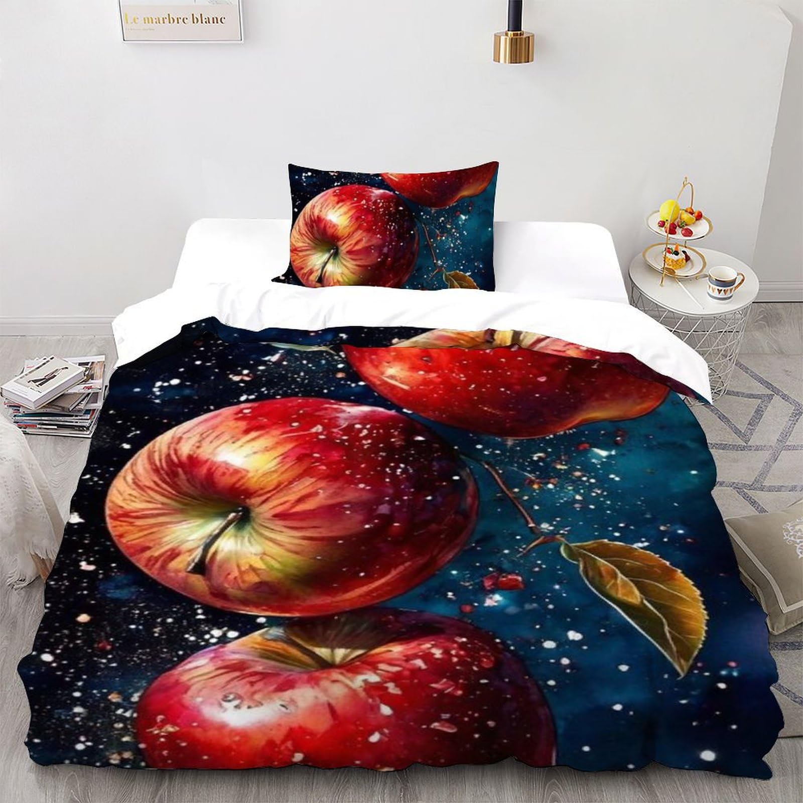 Housse de couette single en microfibre La Pomme Rouge avec imprimé fruits 3D